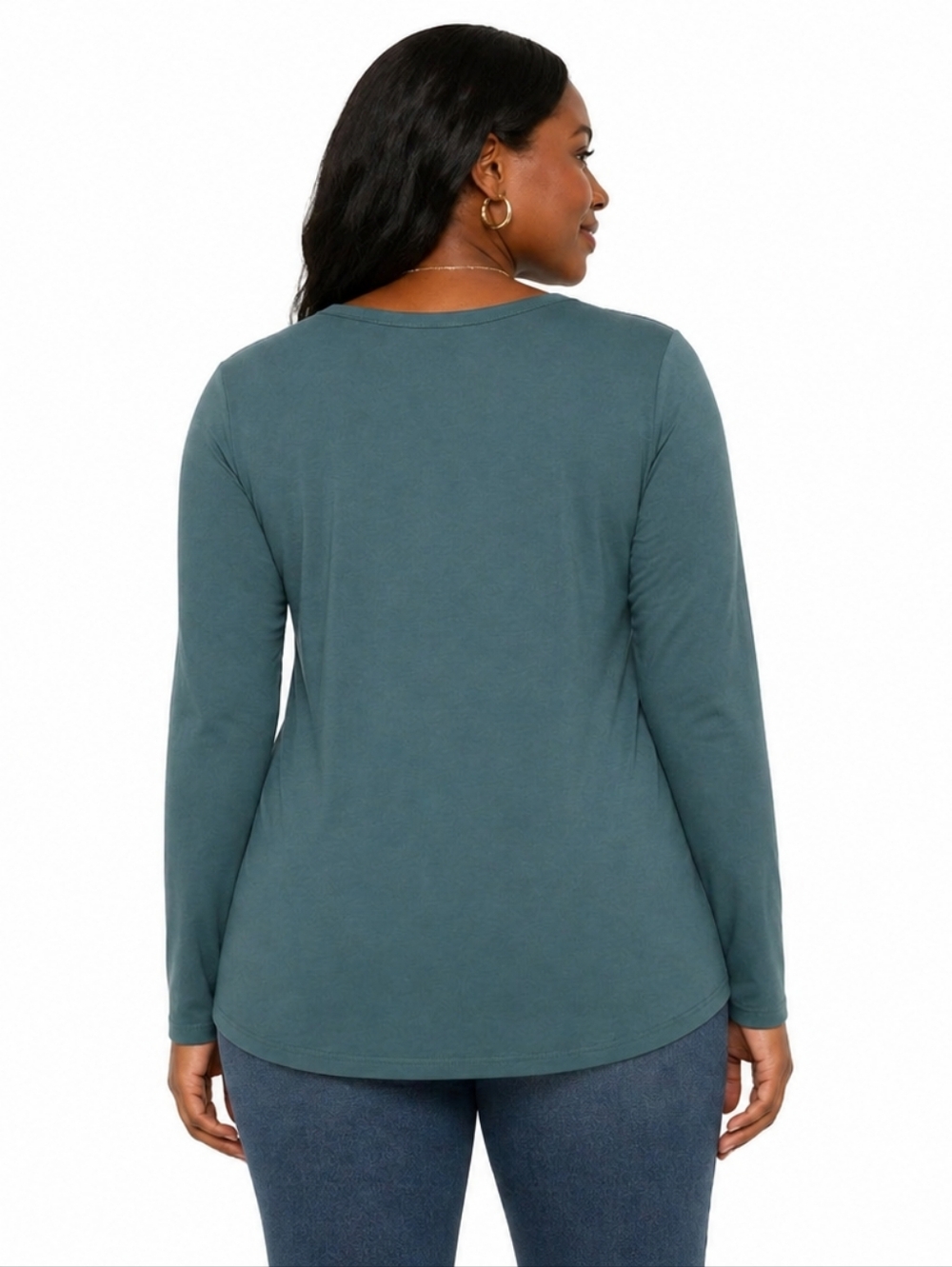 LOFT Teal-Blue Gathered V-Neck Long Sleeve Top Size XL - Picture 2 of 5